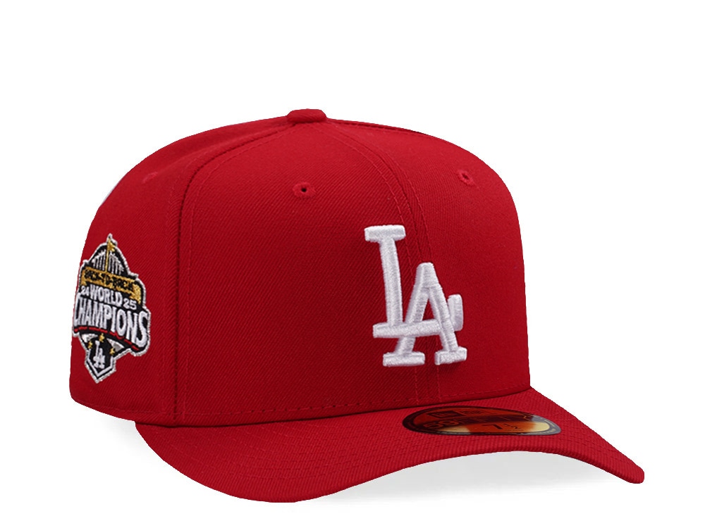 New Era Los Angeles Dodgers World Series 2025 Scarlet Red Prime Edition 59Fifty Pre Curved Fitted Casquette