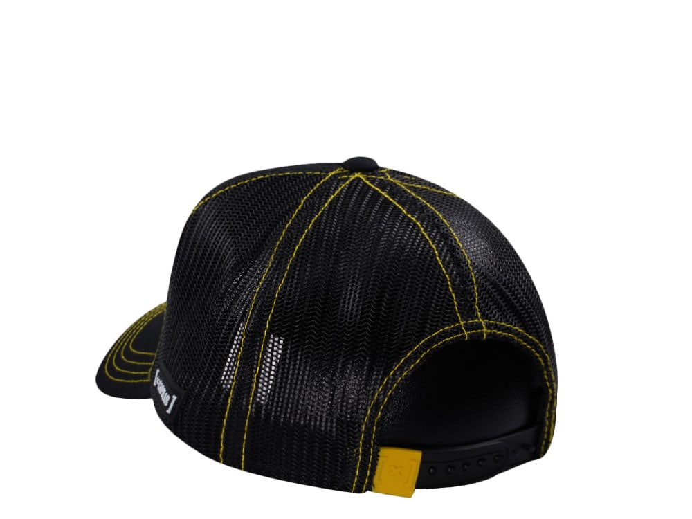 Capslab One Piece Straw Hat Crew Flag Black Trucker Snapback Casquette