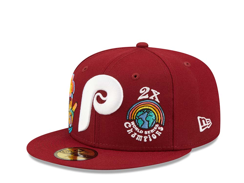 New Era Philadelphia Phillies 2x World Series Champions - Maroon Groovy Edition 59Fifty Fitted Casquette