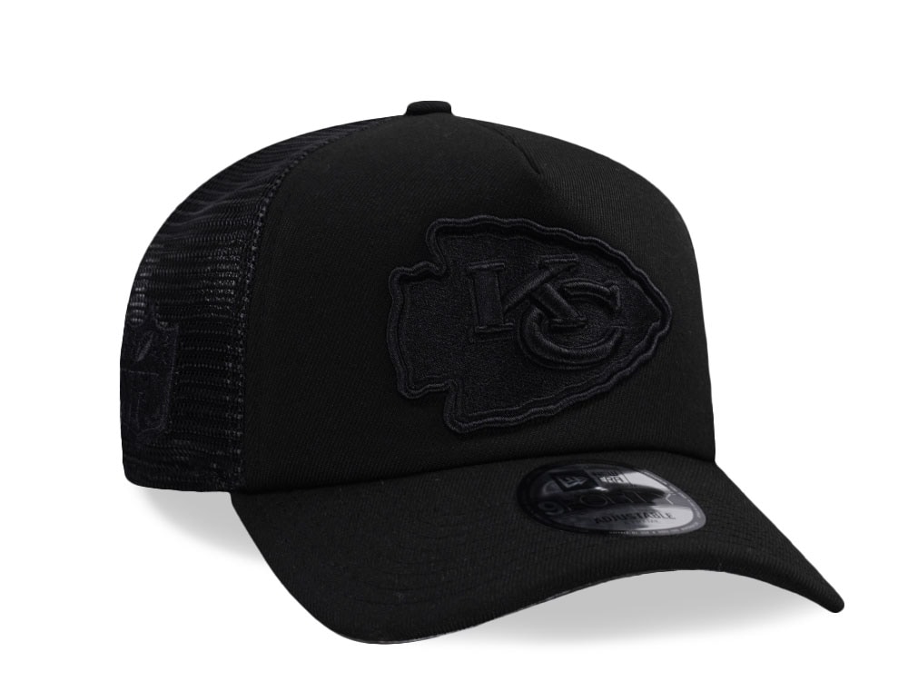 New Era Kansas City Chiefs Black Foam Trucker 9Forty A Frame Snapback Casquette