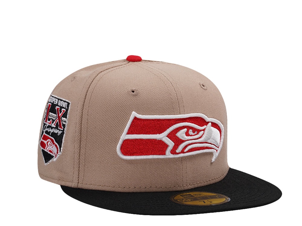 New Era Seattle Seahawks Super Bowl Champions LX Camel Two Tone Edition 59Fifty Fitted Casquette