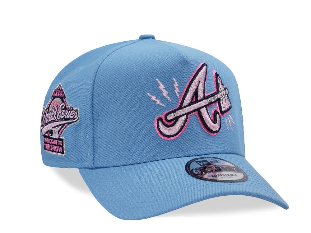 New Era Atlanta Braves World Series 1995 Sky Pink Prime Edition 9Forty A Frame Snapback Casquette
