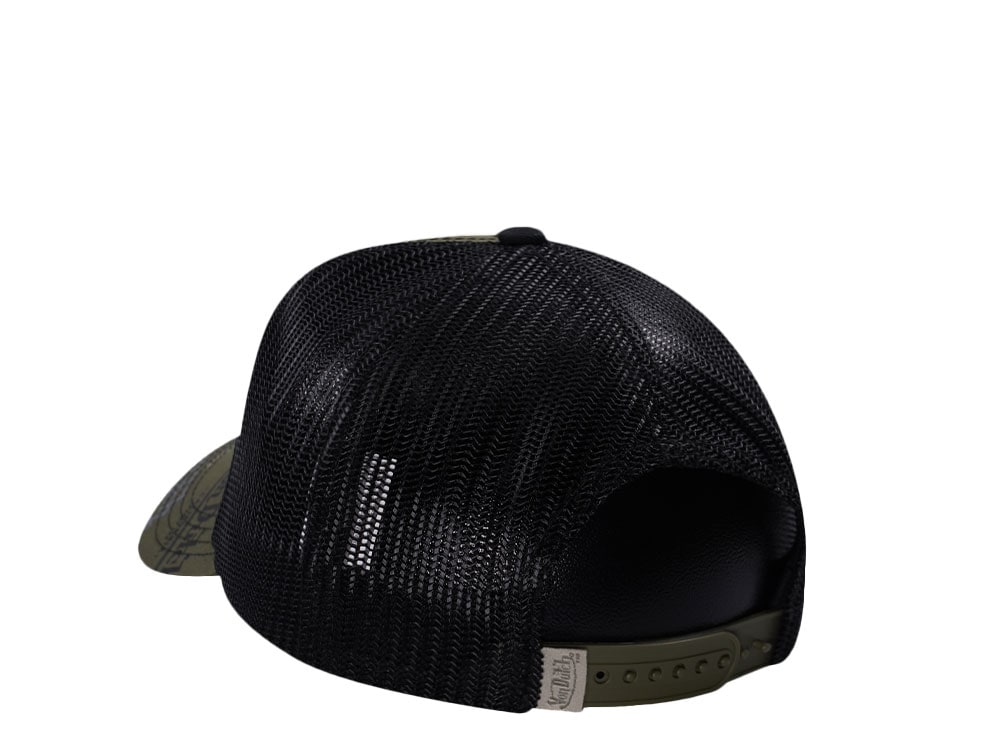 Von Dutch Oval Patch Multilogo Olive  Trucker Snapback Casquette