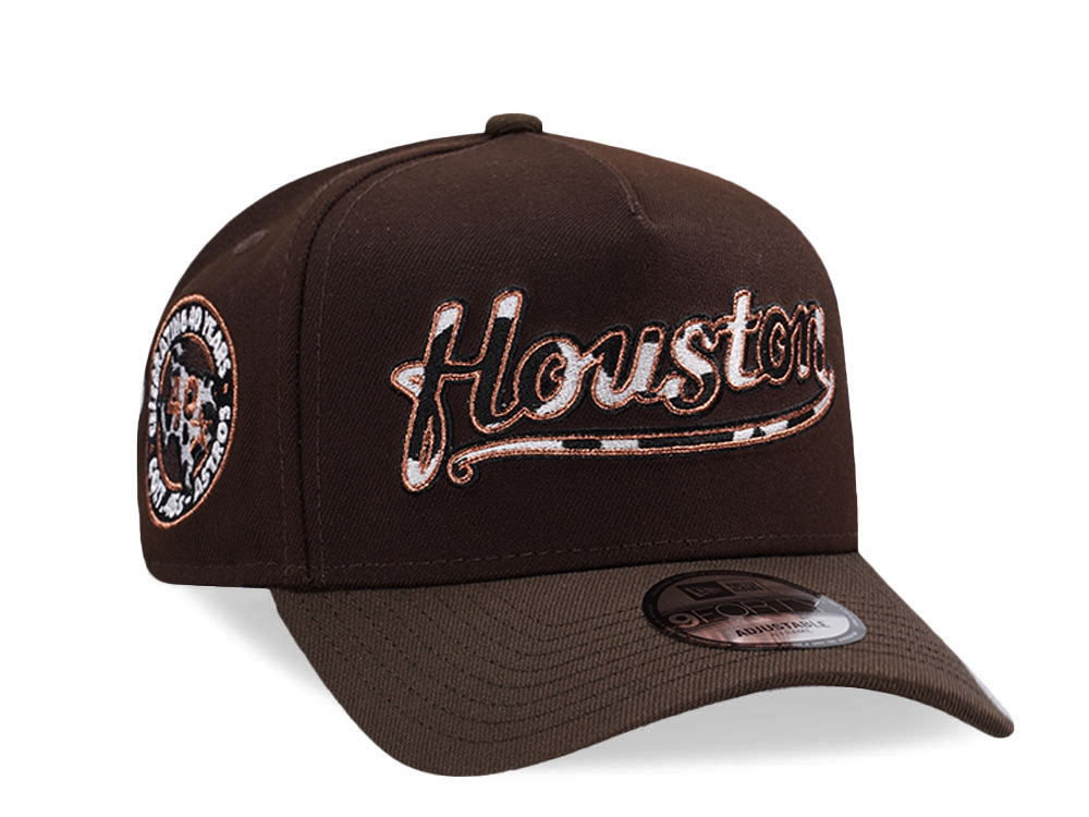 New Era Houston Astros 40th Anniversary Cow Burnt Wood Two Tone Edition 9Forty A Frame Snapback Casquette