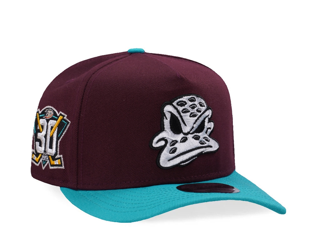 New Era Anaheim Ducks 30th Anniversary Maroon Two Tone Edition 9Fifty A Frame Snapback Casquette