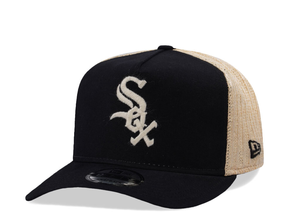 New Era Chicago White Sox Grained Black Edition 9Fifty Trucker A Frame Snapback Casquette