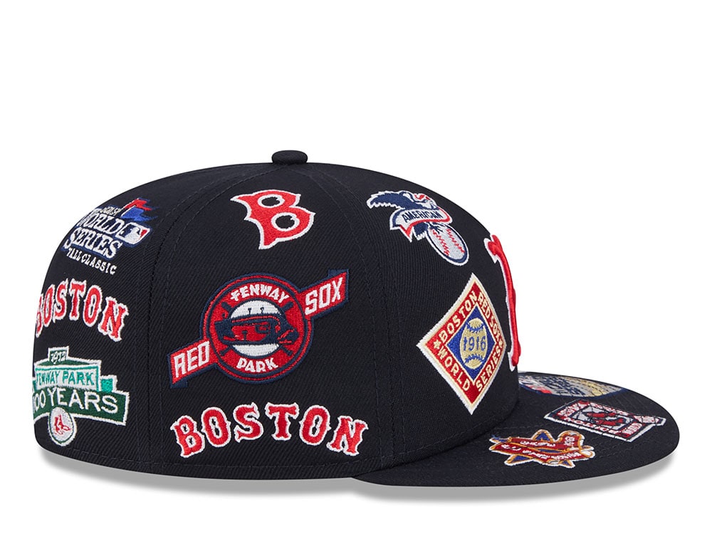 New Era Boston Red Sox All Over Navy Red 59Fifty Fitted Casquette