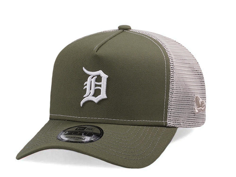 New Era Detroit Tigers New Olive Prime Edition 9Forty A Frame Trucker Snapback Casquette