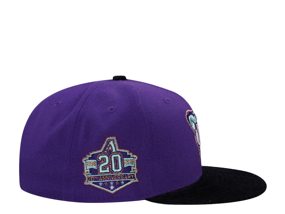 New Era Arizona Diamondbacks 20th Anniversary Cord Visor Edition Purple 59Fifty Fitted Casquette