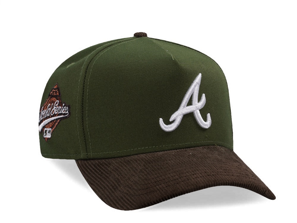 New Era Atlanta Braves World Series 1995 Rifle Green Walnut Corduroy Two Tone Edition 9Forty A Frame Snapback Casquette