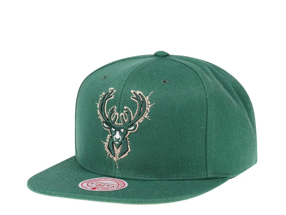 Mitchell & Ness Milwaukee Bucks NBA Embroidery Glitch Hardwood Classic Snapback Casquette