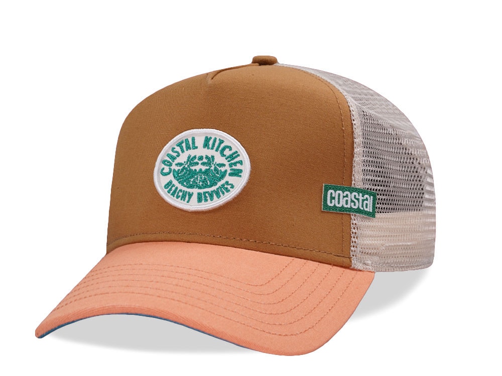 Djinns Coastal Kitchen Beach Bevvies Brown Trucker Snapback Casquette