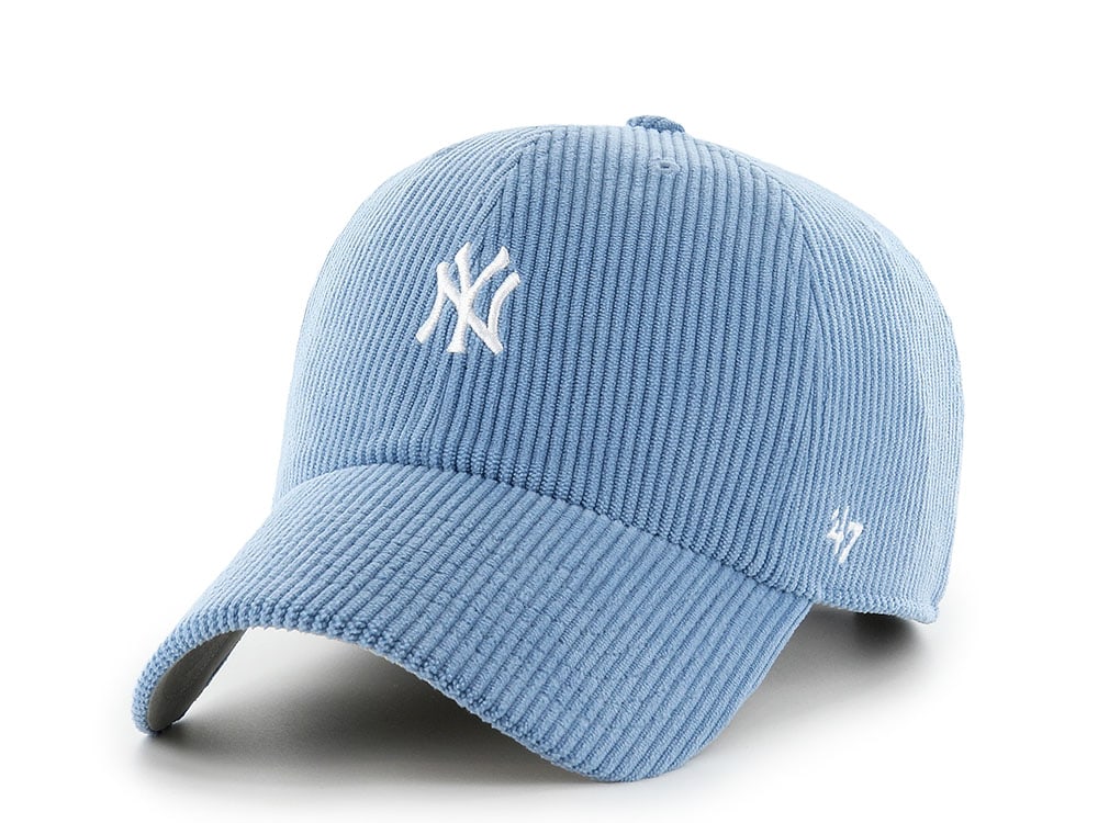 47 Brand New York Yankees Corduroy Montego Blue Base Runner Clean Up Strapback Casquette