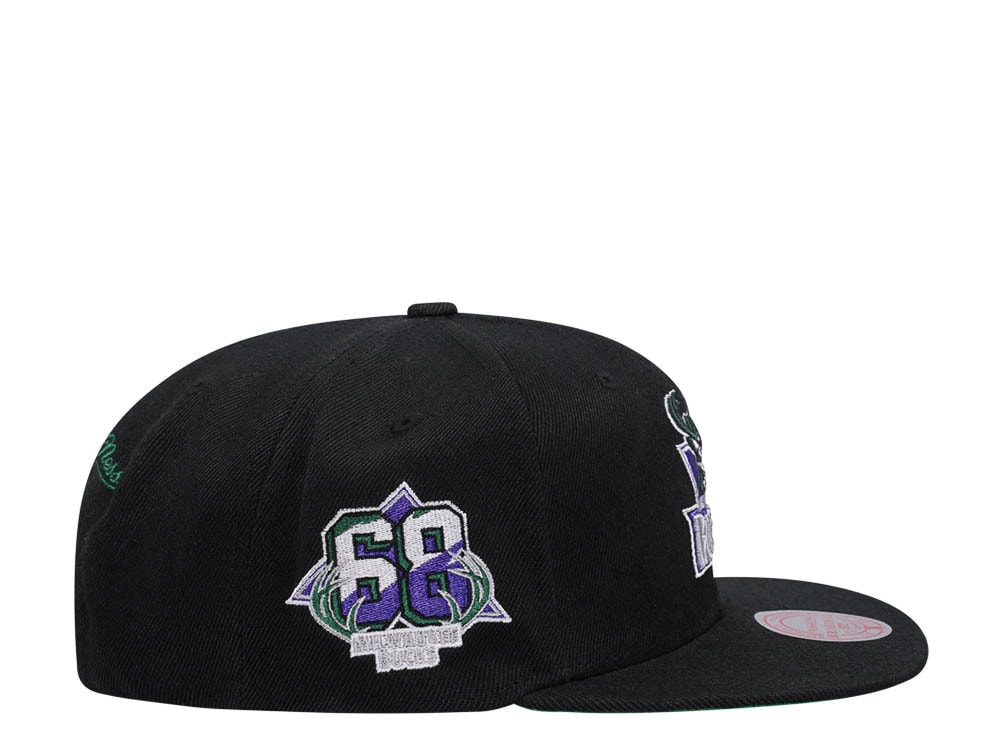 Mitchell & Ness Milwaukee Bucks NBA Black Side Jam Throwback Edition Snapback Casquette