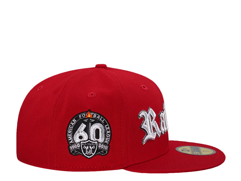 New Era Las Vegas Raiders 60th Anniversary Metallic Script Red Prime Edition 59Fifty Fitted Casquette