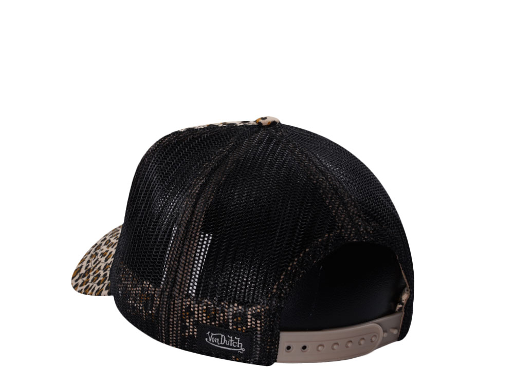 Von Dutch Oval Patch Leopard Print Trucker Snapback Casquette