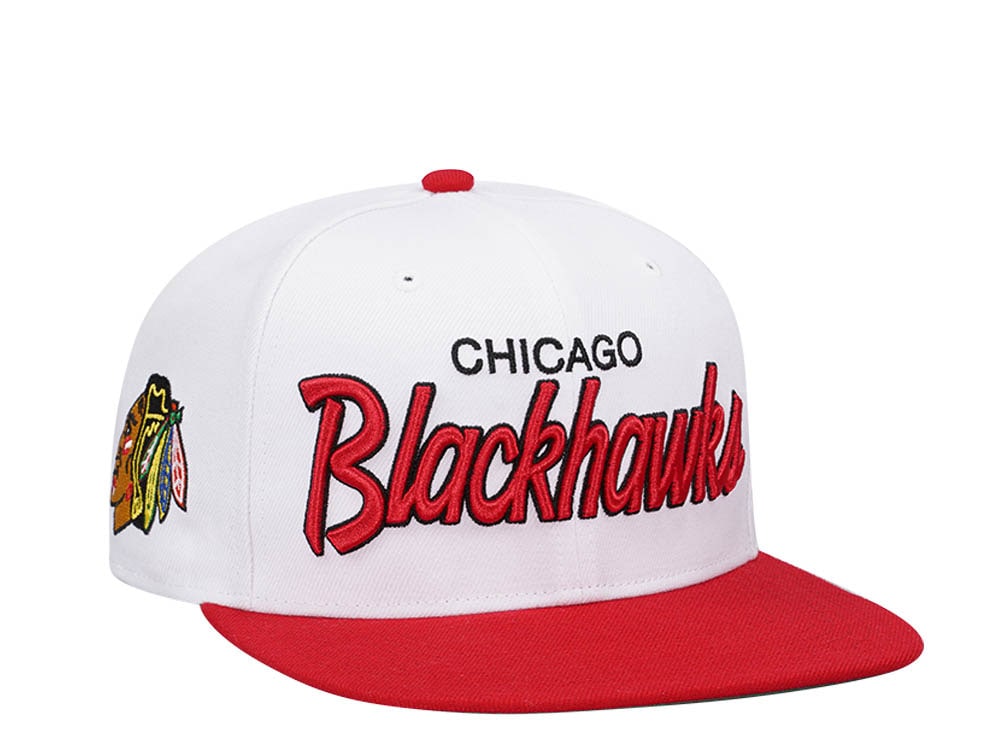 47Brand Chicago Blackhawks White Crosstown Script Captain MVP Snapback Casquette