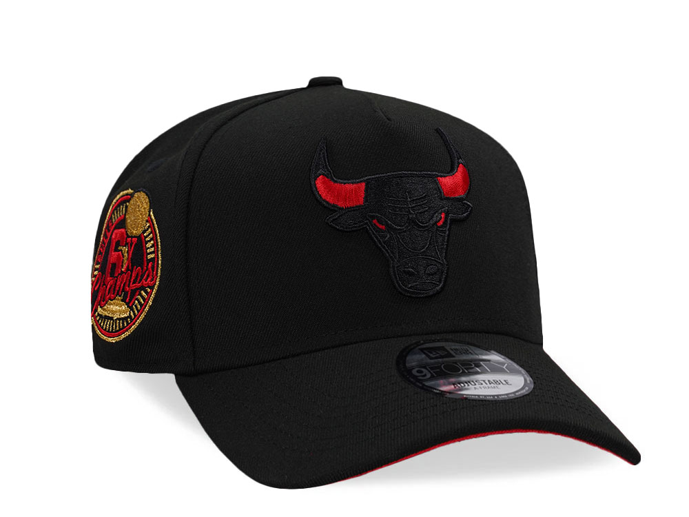 New Era Chicago Bulls 6x Champs Black and Red Prime Edition 9Forty A Frame Snapback Casquette