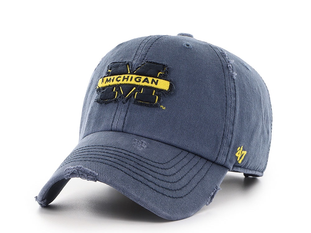 47 Brand Michigan Wolverines Weathered Rusted Navy Clean Up Strapback Casquette