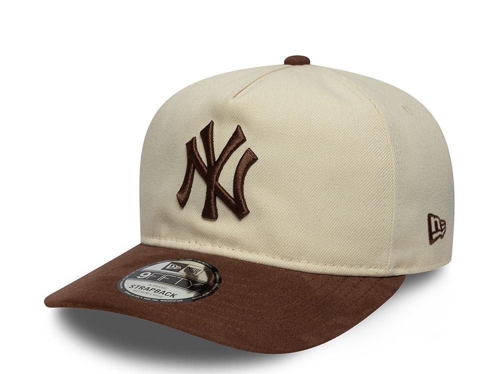 New Era New York Yankees Light Brown Suede Visor Edition 9Fifty A Frame Strapback Casquette