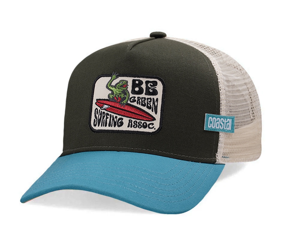 Djinns HFT Be Green Surfing Olive Coastal Edition Trucker Snapback Casquette