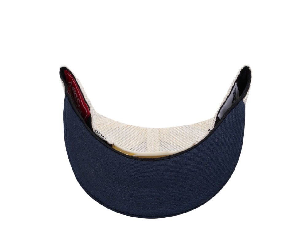 American Needle Mack Truck Twill Valin Patch Ivory Navy Trucker Snapback Casquette