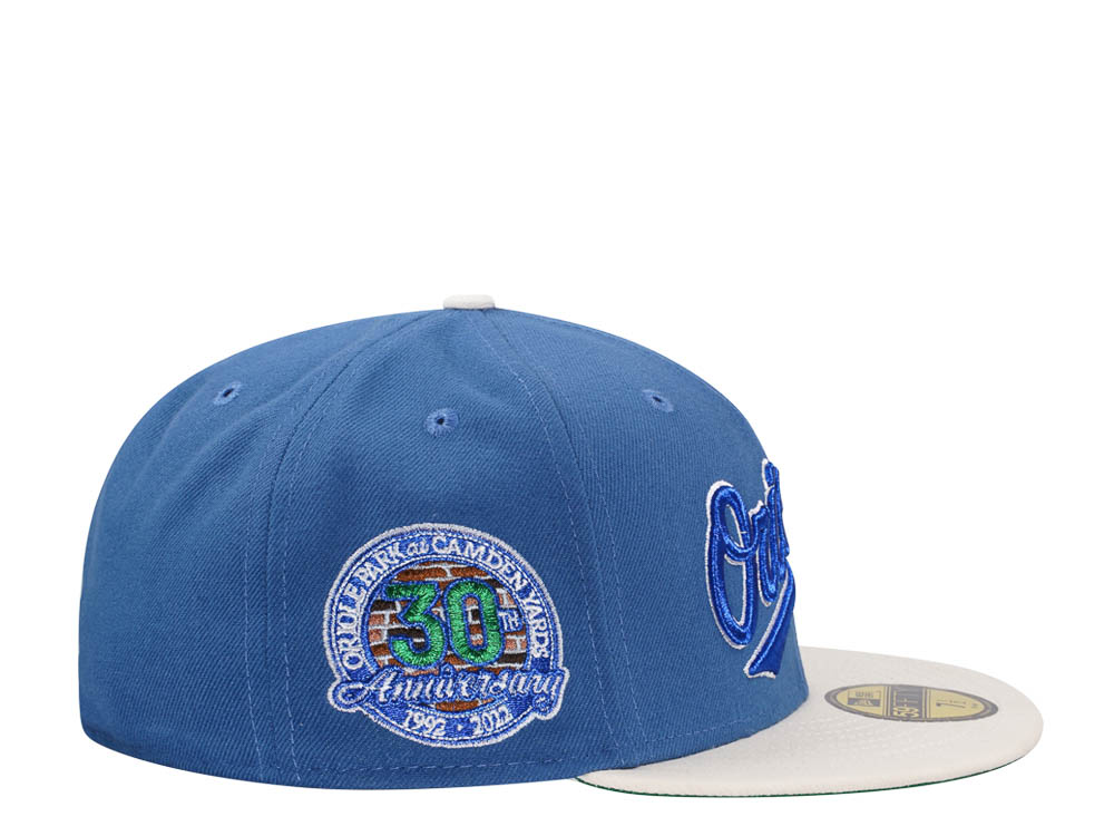 New Era Baltimore Orioles 30th Anniversary Glacier Blue Metallic Two Tone Edition 59Fifty Fitted Casquette