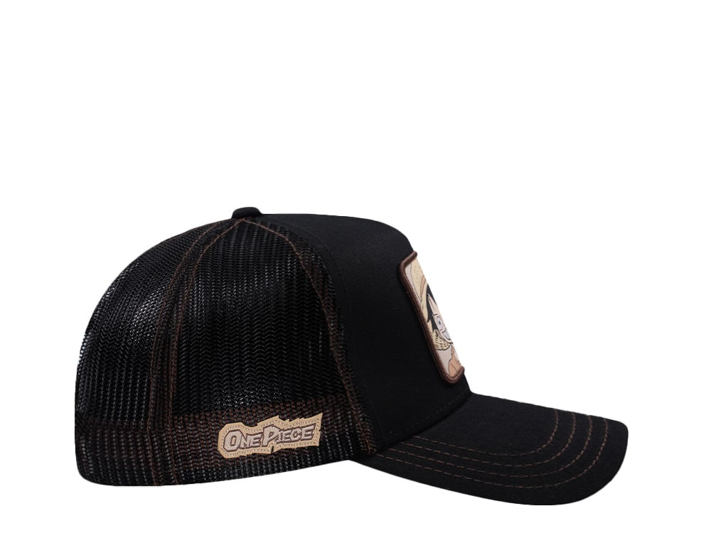 Capslab One Piece Square Patch Luffy Black Brown Trucker Snapback Casquette