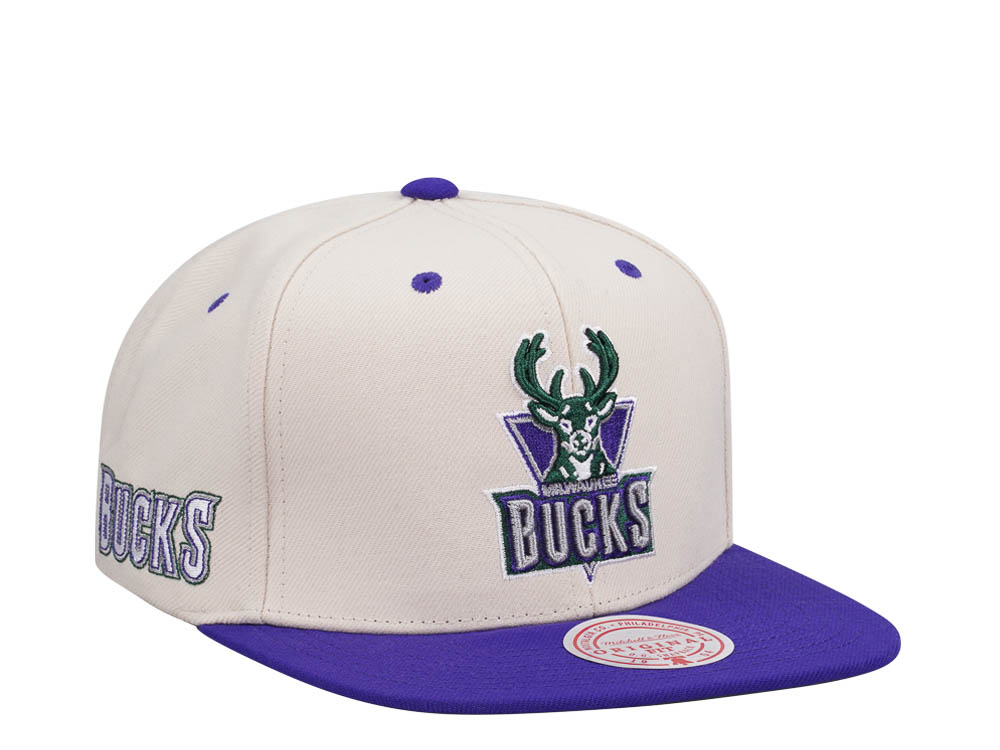 Mitchell & Ness Milwaukee Bucks Sail Off White Two Tone Snapback Casquette