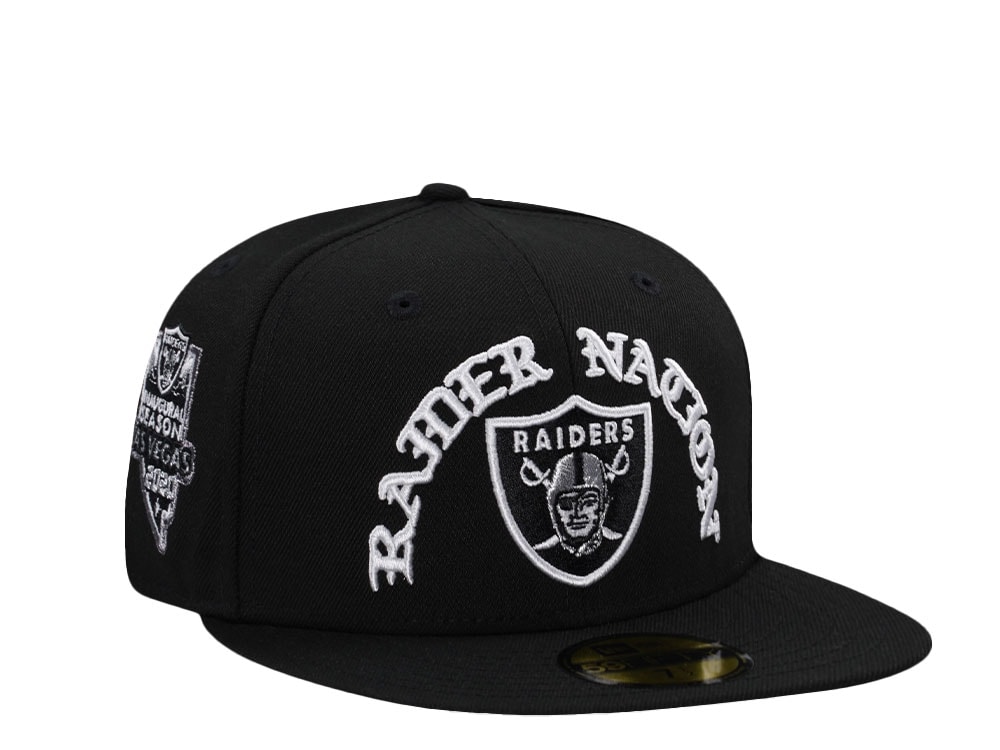 New Era Las Vegas Raiders Inaugural Season 2020 Script Black Prime Edition 59Fifty Fitted Casquette