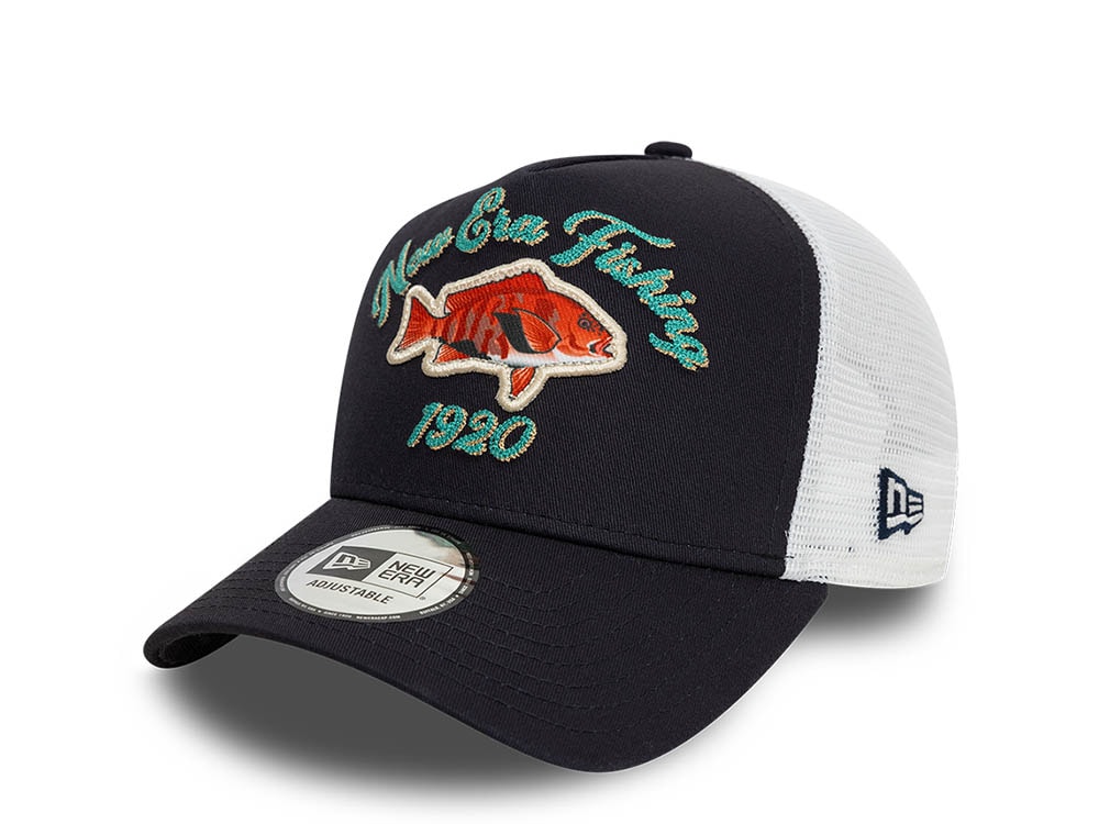 New Era Fishing Navy Trucker A Frame Snapback Casquette