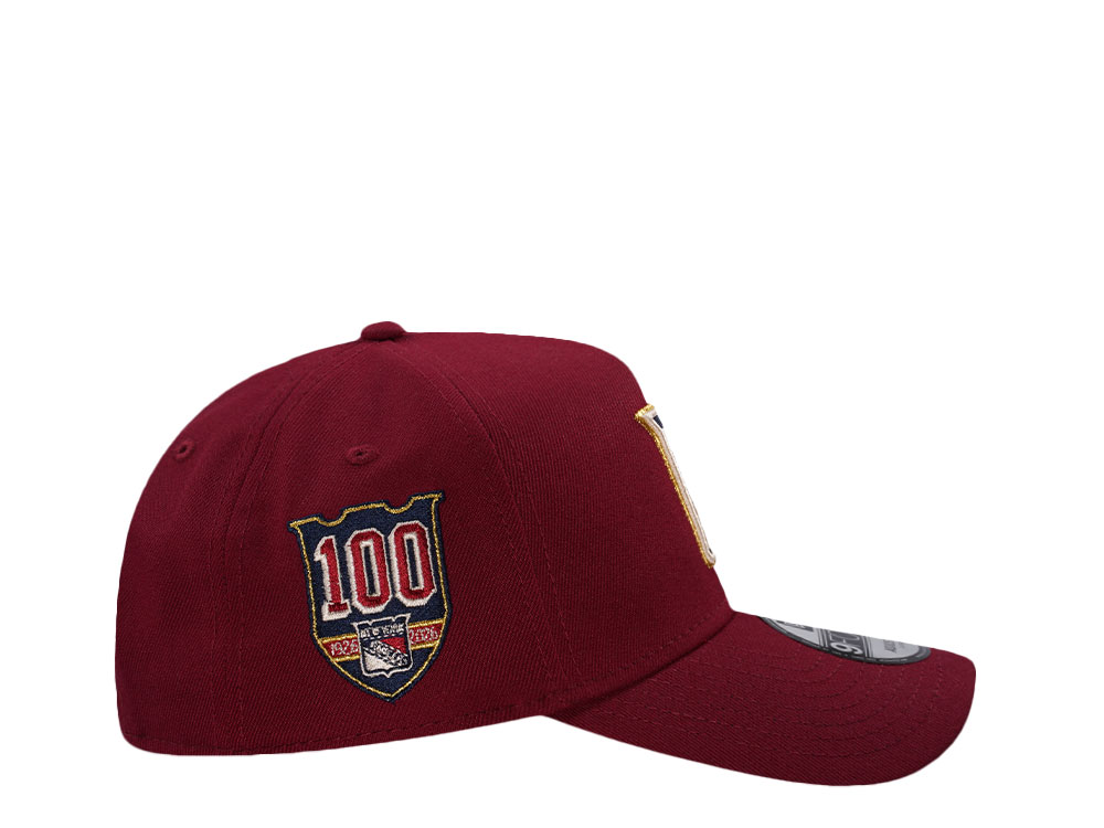 New Era New York Rangers 100th Anniversary Cardinal Red Prime Edition 9Forty A Frame Snapback Casquette