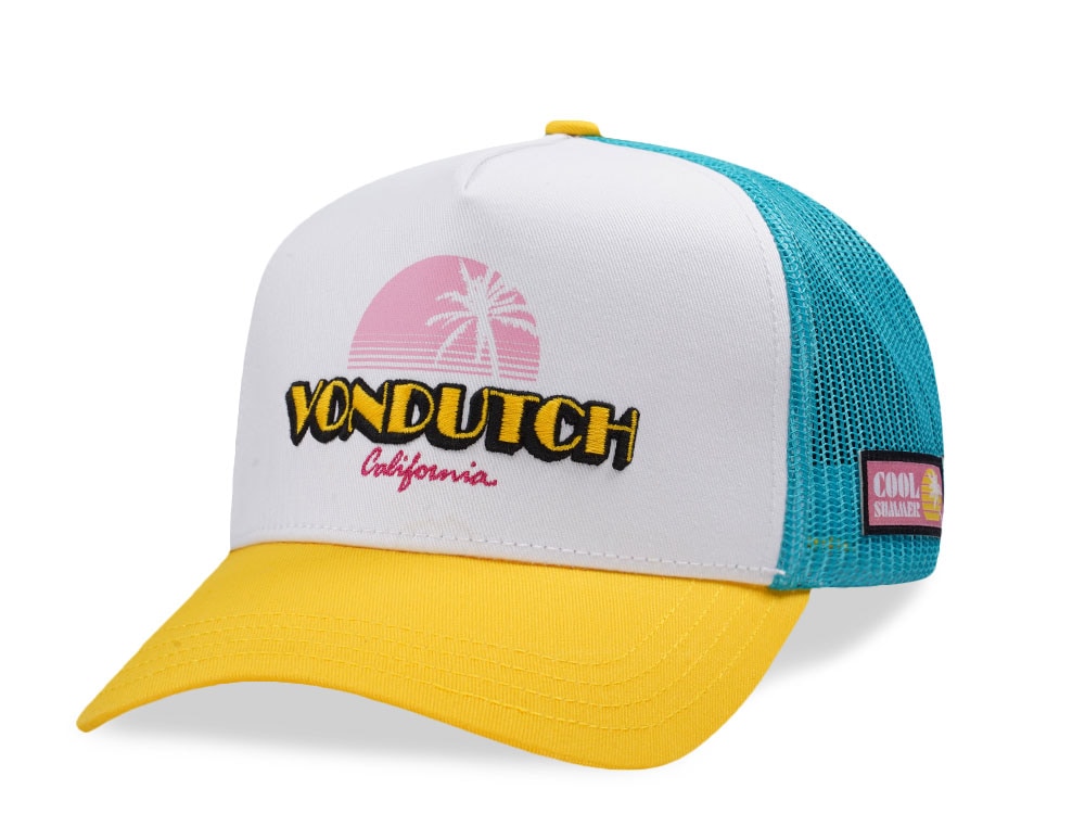 Von Dutch Surf Screen Print Teal Yellow Trucker Snapback Casquette