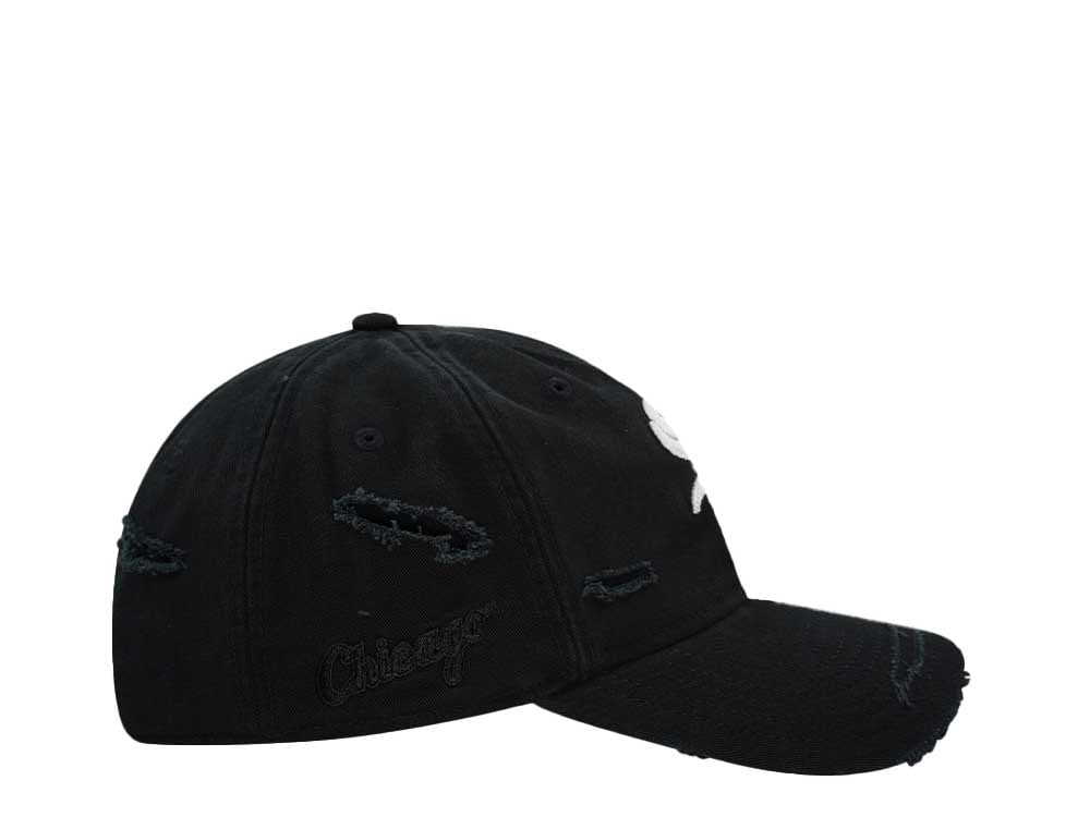 New Era Chicago White Sox Black Washed Distress 9Twenty Strapback Casquette