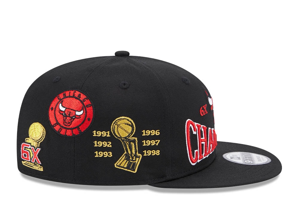 New Era Chicago Bulls 6x NBA Champions Black 9Fifty Snapback Casquette