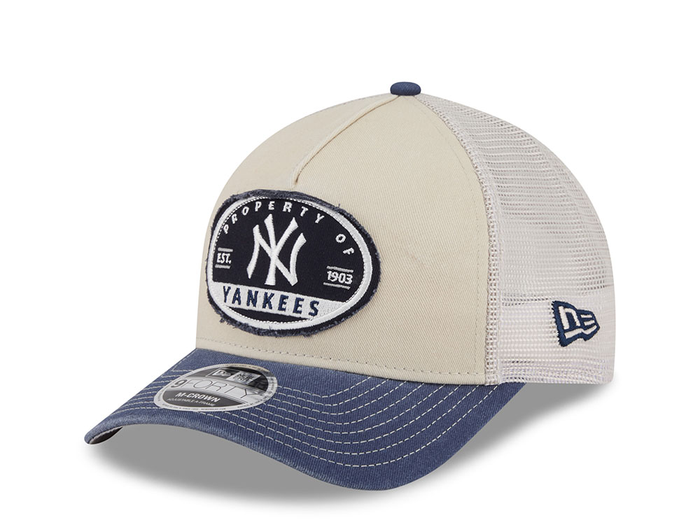 New Era New York Yankees Frayed Patch Stone Two Tone Edition 9Forty M Crown A Frame Trucker Snapback Casquette