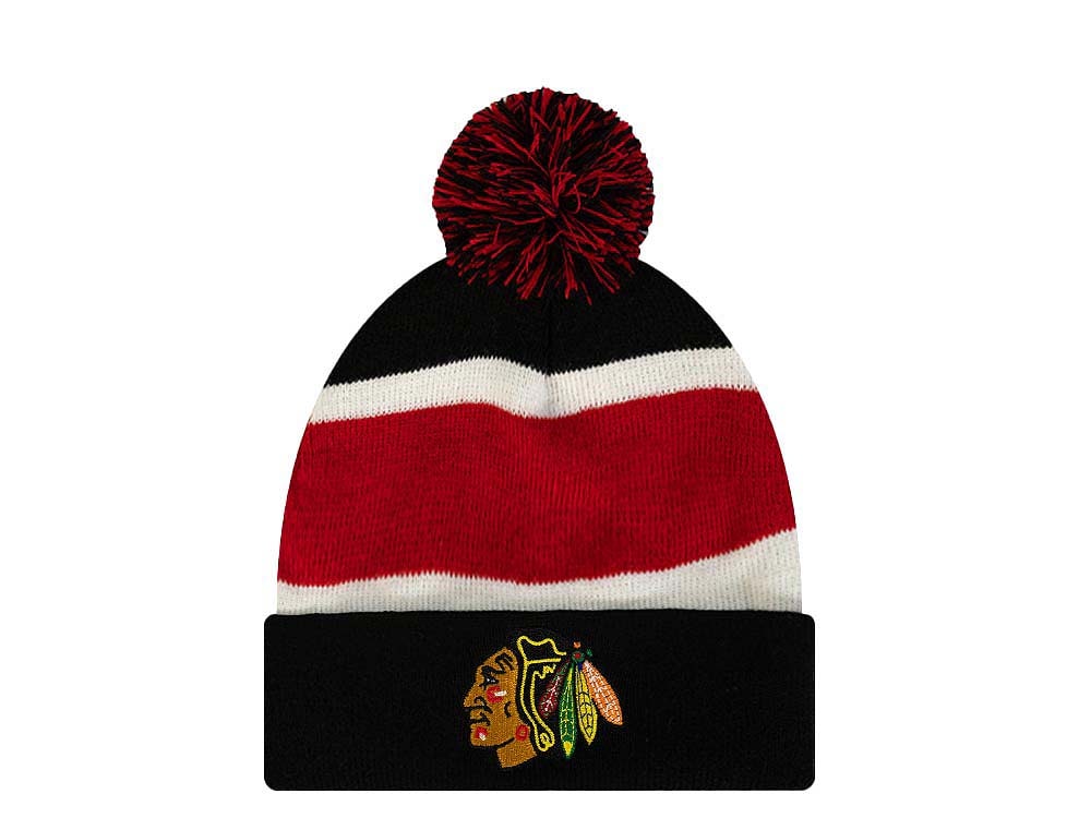 Mitchell & Ness Chicago Blackhawks Stripe Pom Chapeau