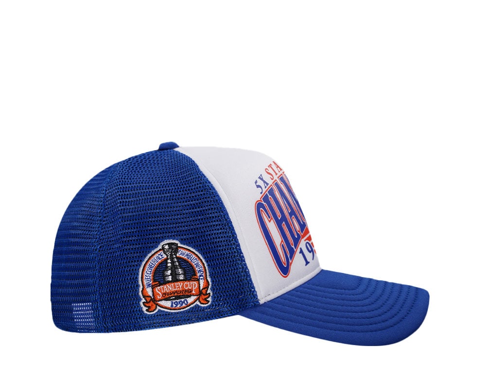 47Brand Edmonton Oilers Vintage 1990 Stanley Cup Blue Foam Champ Offside Trucker Snapback Casquette
