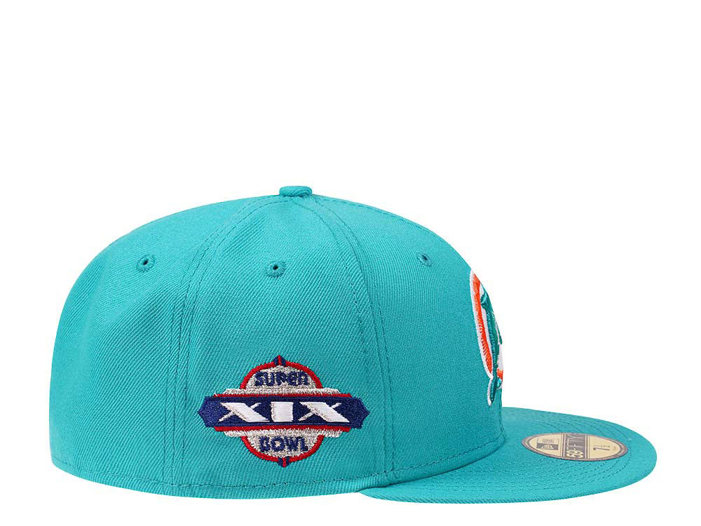 New Era Miami Dolphins Super Bowl XIX Teal and Pink Edition 59Fifty Fitted Casquette
