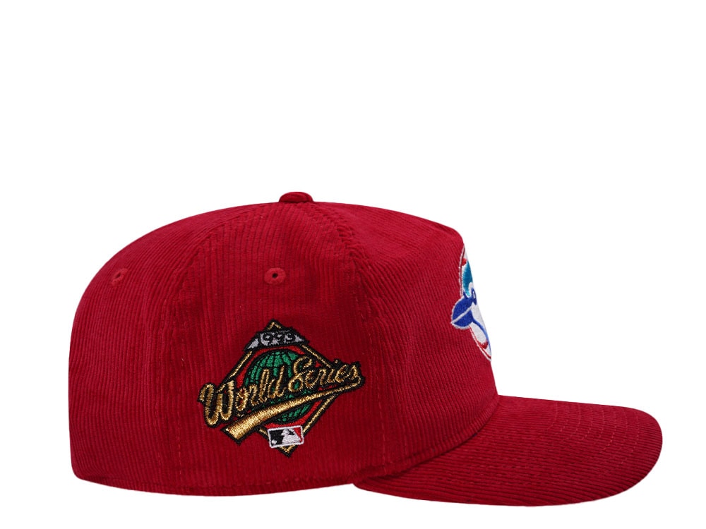 New Era Toronto Blue Jays World Series 1993 Scarlet Corduroy Edition 19Twenty Snapback Casquette