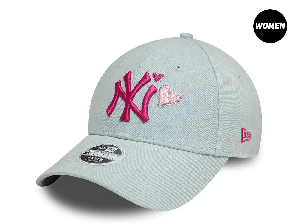 New Era New York Yankees Denim Icon Womens Pale Blue 9Forty Strapback Casquette