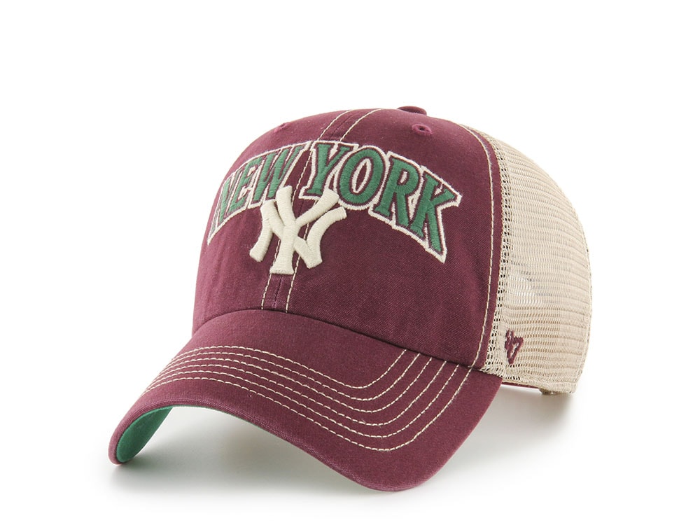 47Brand New York Yankees Dark Maroon Tuscaloosa Edition Trucker Clean Up Snapback Casquette