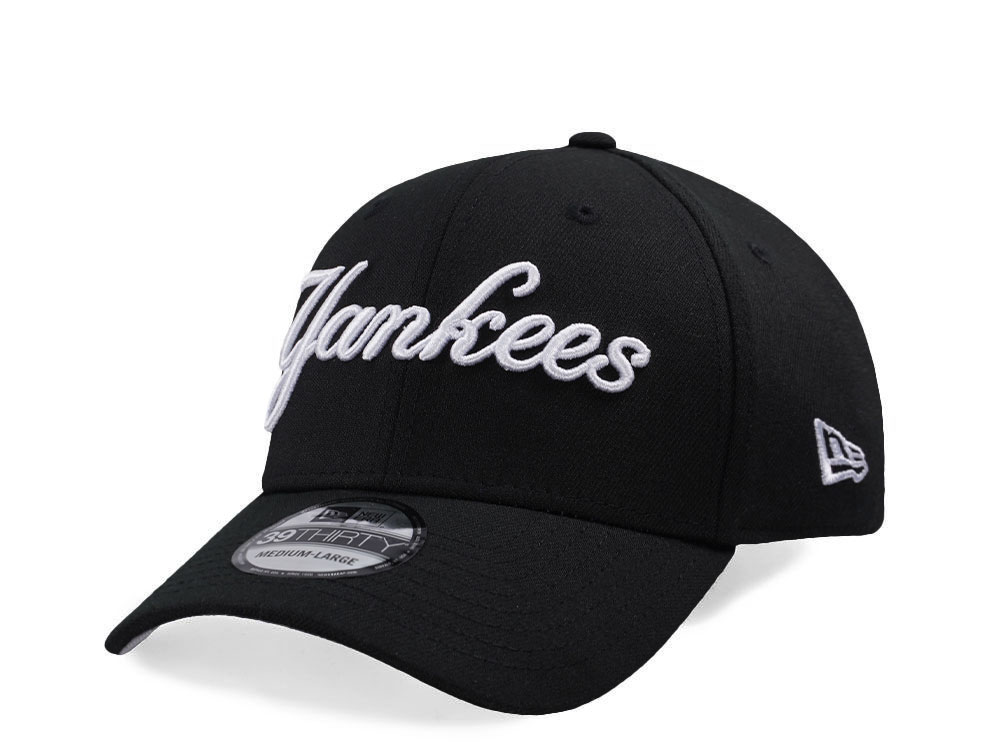 New Era New York Yankees Black Script Edition 39Thirty Stretch Fit Casquette