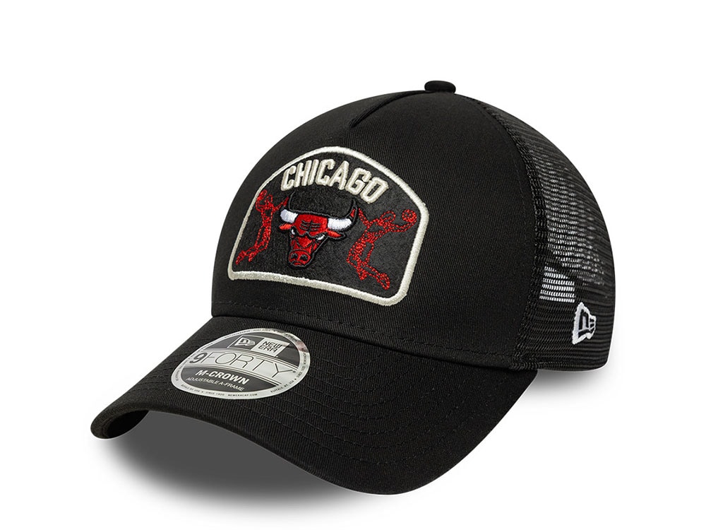 New Era Chicago Bulls Black 9Forty M Crown A Frame Trucker Snapback Casquette