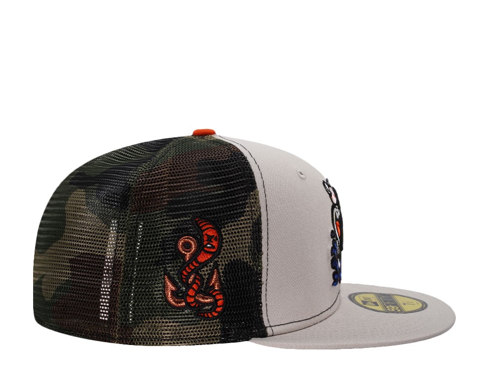 New Era Gwinnett Stripers Camouflage Mesh Edition 59Fifty Trucker Fitted Casquette
