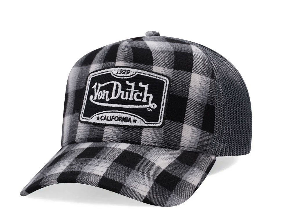 Von Dutch Square Patch Black White Trucker Snapback Casquette
