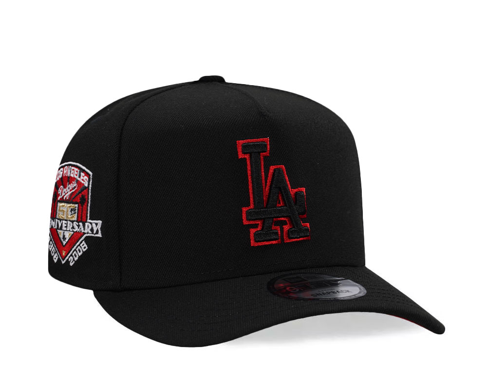 New Era Los Angeles Dodgers 50th Anniversary Blackout Red Prime Edition 9Fifty A Frame Snapback Casquette