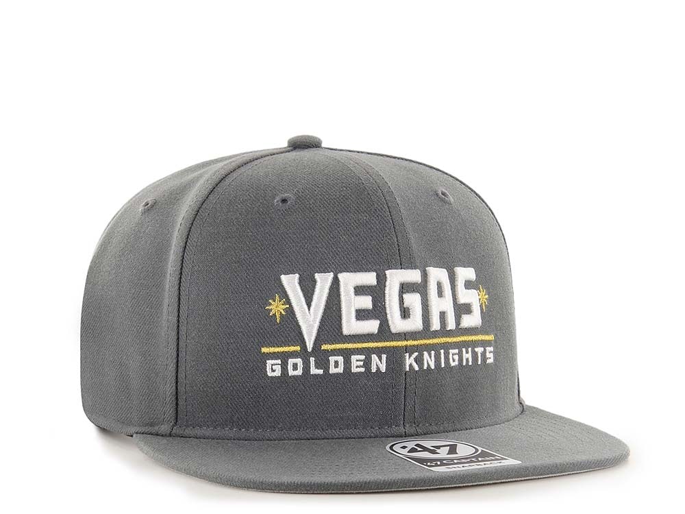 47Brand Vegas Golden Knights No Shot Charcoal Script Captain Snapback Casquette
