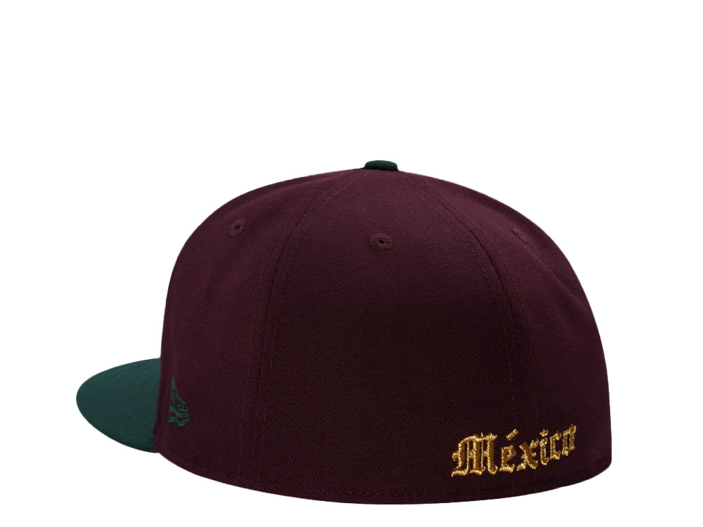 New Era Mexico Aztec Warrior Mask Maroon Edition 59Fifty Fitted Casquette