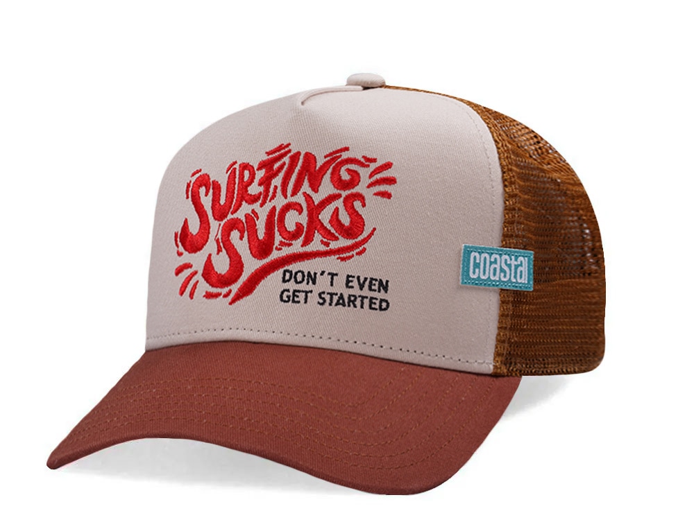 Djinns HFT Surfing Sucks White Coastal Edition Trucker Snapback Casquette